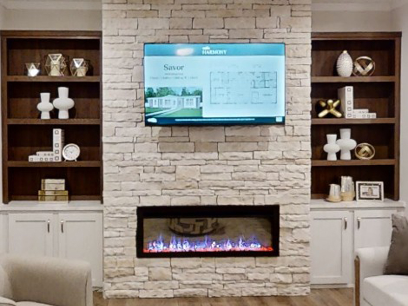 Full Stack Texas Stone with Electric Fireplace