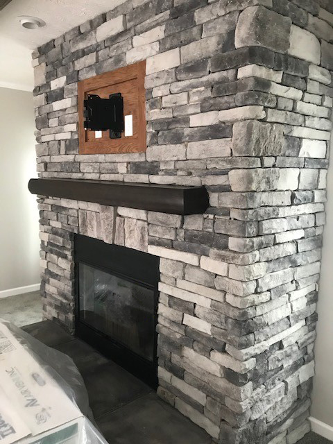 Greystone 3 Sided Full Stack Fireplace
